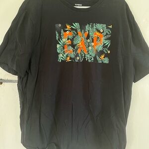 Express Black and Green Short Sleeve Tee with Vibrant Graphic